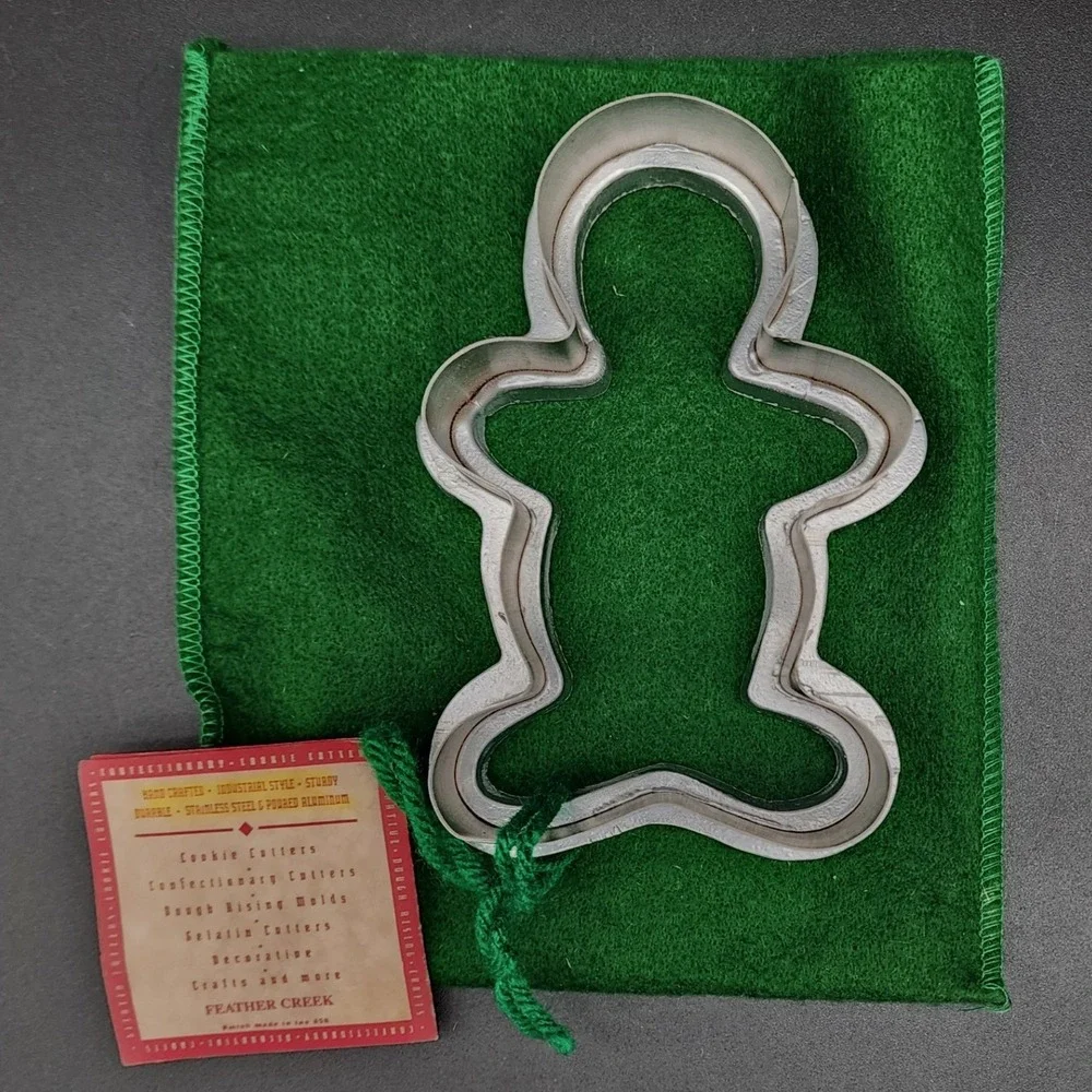 Feather Creek Silver Gingerbread Man Cookie Cutter Amish Made Stainless/Aluminum